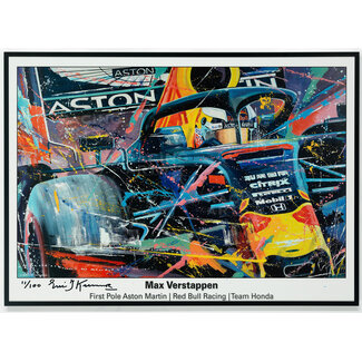 Max Verstappen Red Bull Car First Pole Litho