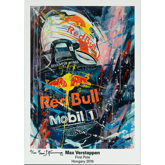 Max Verstappen First Pole Litho 50 x 70 cm | Eric Jan kremer