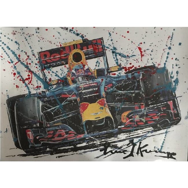 Litho Max Verstappen Red Bull Racing met gemengde techniek | Eric Jan Kremer