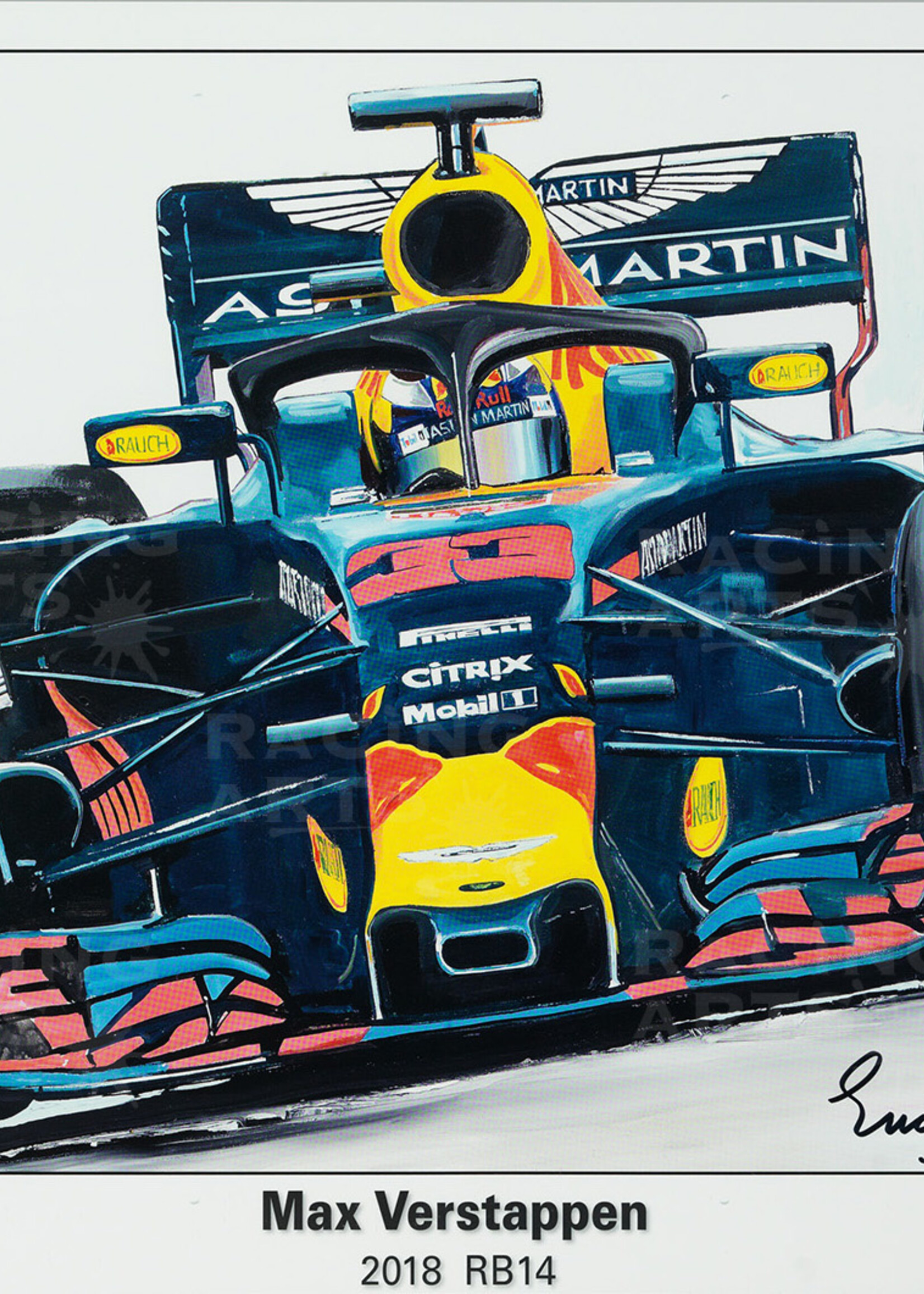 Max Verstappen Litho RB14 - 2018 | Red Bull Racing