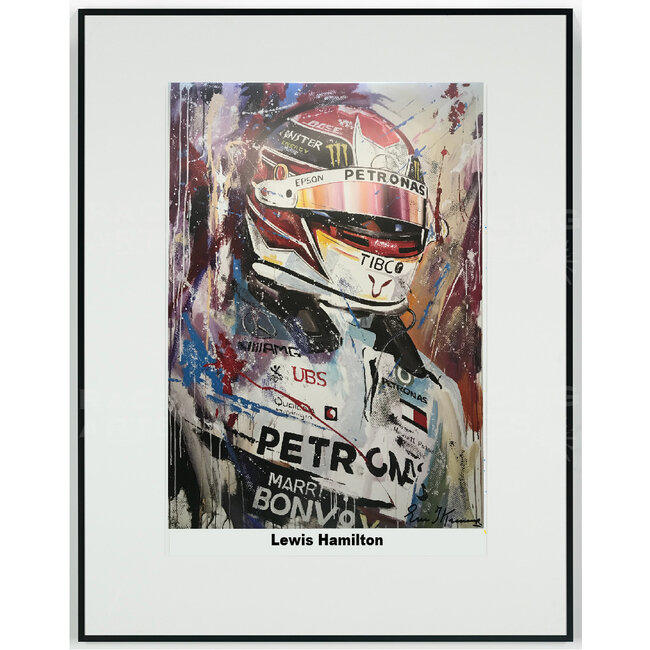 Lewis Hamilton 2019  litho print met lijst