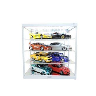 Triple 9 Collection Display case with LED lighting and mirror - White