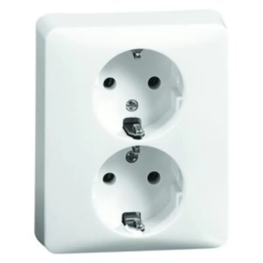 PEHA wandcontactdoos randaarde 2-voudig voor enkele inbouwdoos Standard creme glans (H 80.6612 W)