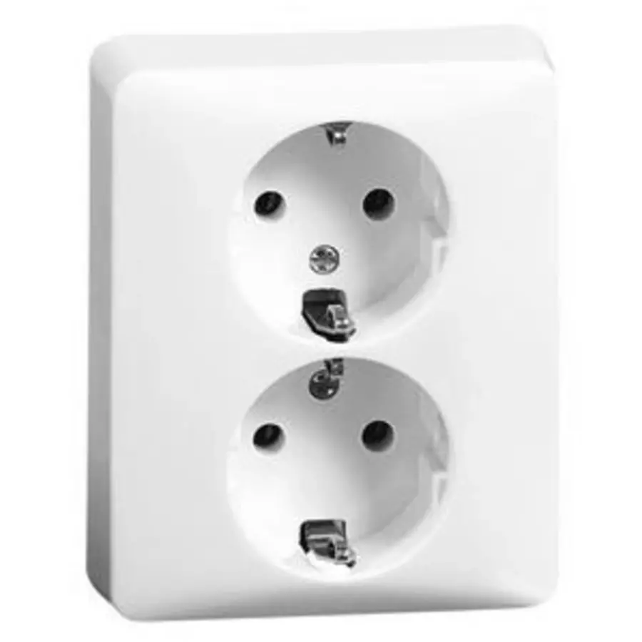 PEHA Schuko-Steckdose 2-fach für 1-fach Unterputzdose mit Befestigungskrallen Standard reinweiß (80.6612.02)