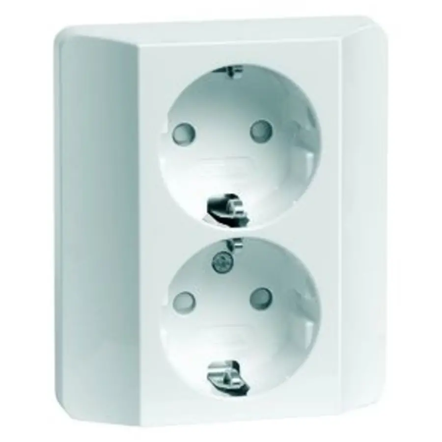 PEHA Schuko-Steckdose 2-fach mit erhöhtem Berührungsschutz für 1-fach Unterputzdose Standard creme glans (80.6512 SI W)