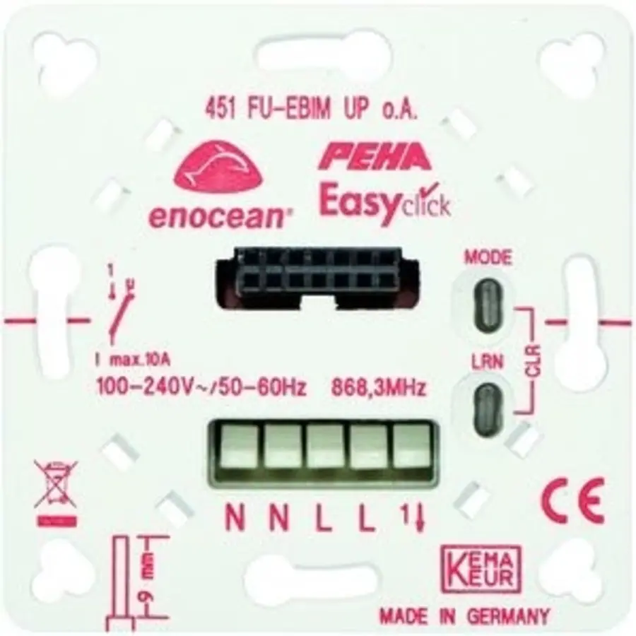 PEHA Easyclickpro Unterputz-Empfänger bidirektional mit Tragplatte 1-kanals mit Energiemessung (451 FU-EBIM UP O.A.)