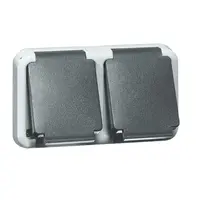 PEHA SCHUKO-Doppel-Steckdose grau 2polig, waagerecht, IP44 (6632 WAB NA)