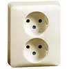 PEHA Steckdose 2-fach ohne Schutzkontakt mit erhöhtem Berührungsschutz für 1-fach Unterputzdose Standard creme (F 80.1912 SI W)