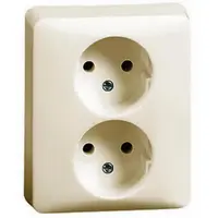 PEHA Steckdose 2-fach ohne Schutzkontakt mit erhöhtem Berührungsschutz für 1-fach Unterputzdose Standard creme (F 80.1912 SI W)