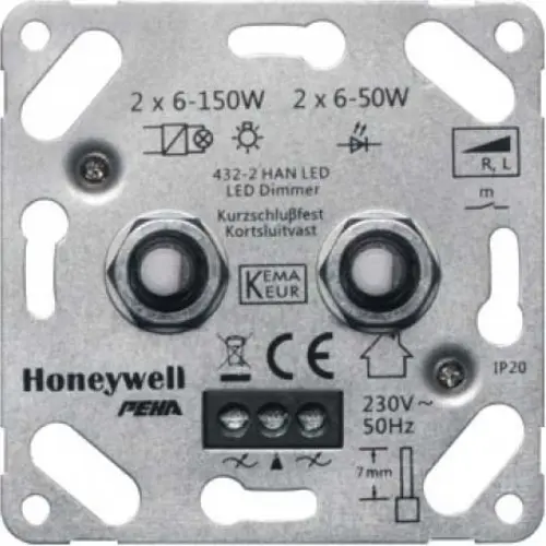 PEHA LED-Seriendimmer Drehregler duo 2x 6-50W (432-2 HAN LED O.A.)