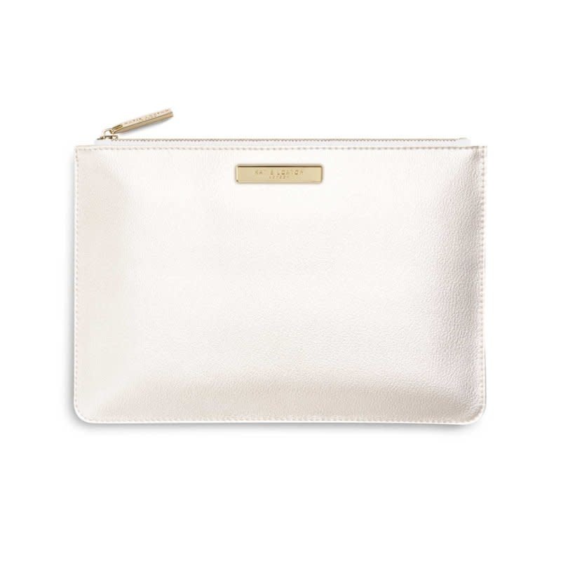 Katie Loxton Soft Pebble Perfect Pouch | Metallic White