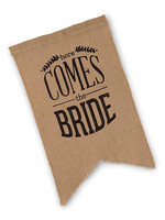 Weddingstar Juten banner - Here comes the Bride zwart