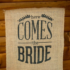 Weddingstar Juten banner - Here comes the Bride zwart
