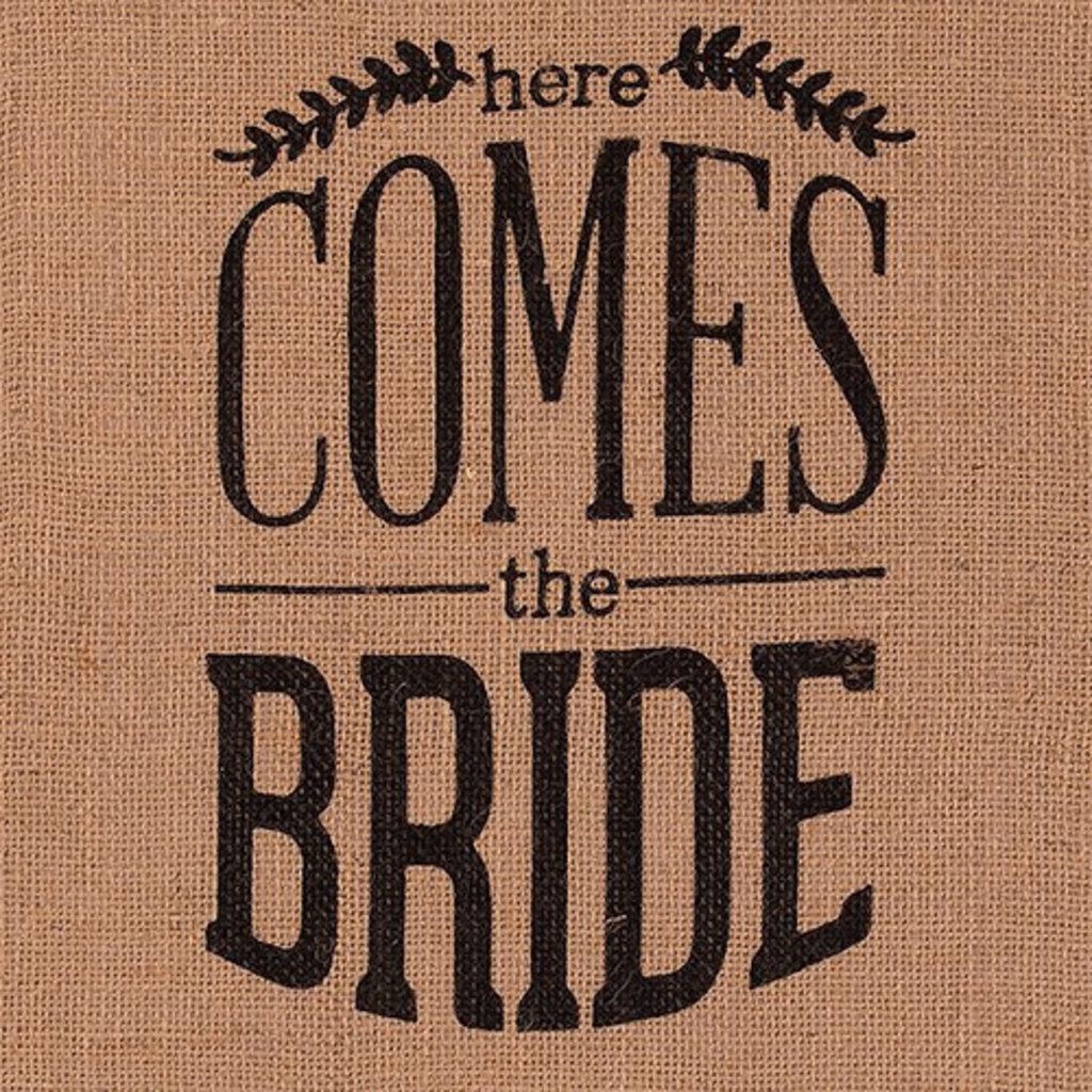 Weddingstar Juten banner - Here comes the Bride zwart