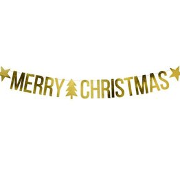 Partydeco Gouden slinger- Merry Christmas
