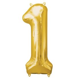 Gouden folieballon - Cijfer 1 - 86cm