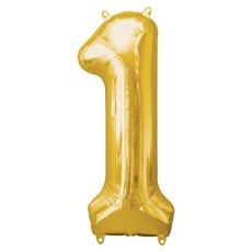 Gouden folieballon - Cijfer 1 - 86cm