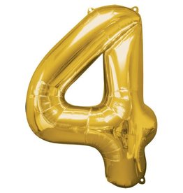 Gouden folieballon - Cijfer 4 - 86cm