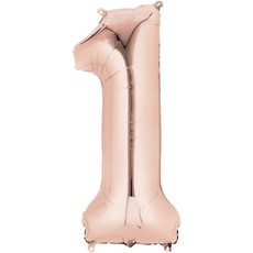 Rosé-gouden folieballon - Cijfer 1 - 86cm