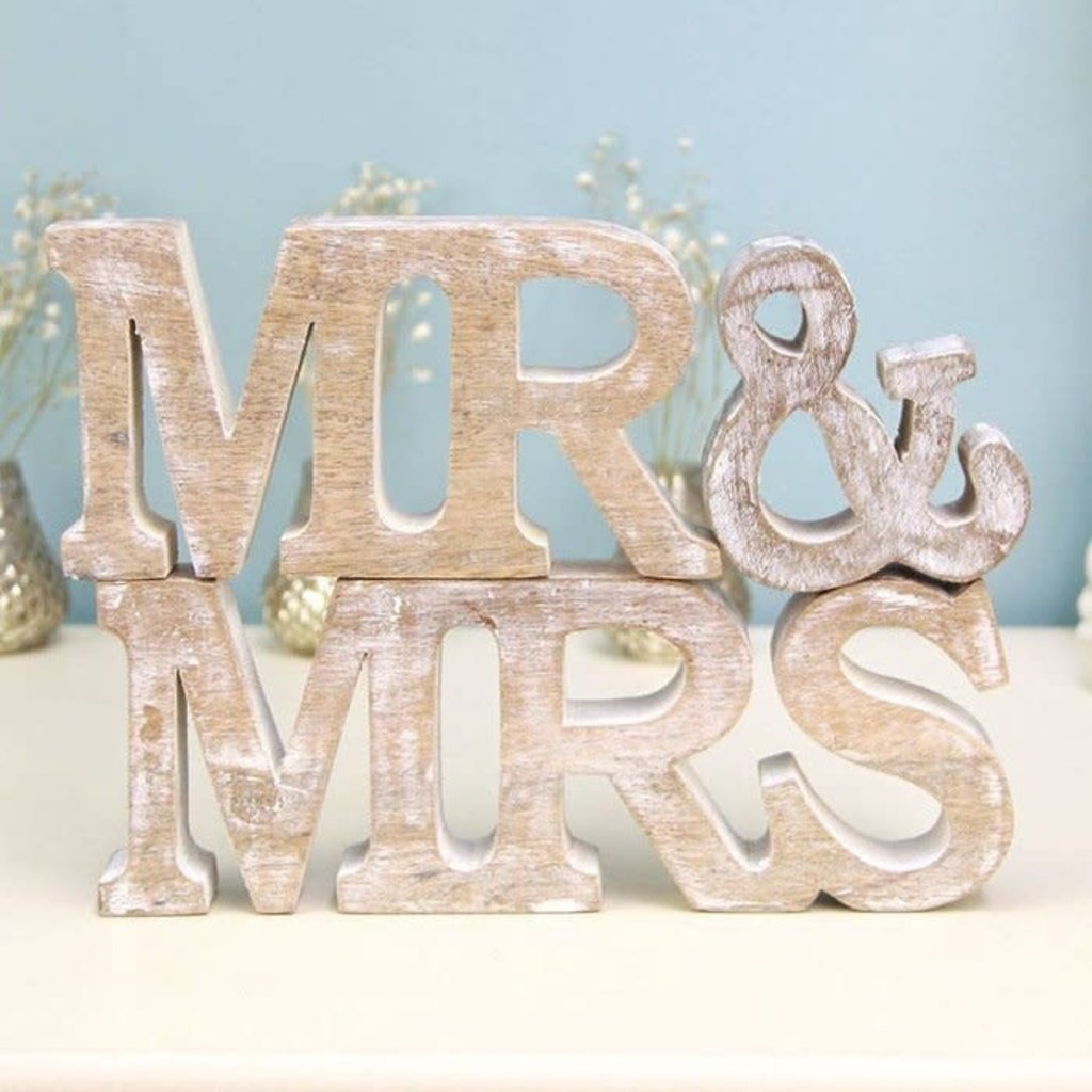 klei ga winkelen Geld rubber Houten letters Mr & Mrs - The Wedding & Party Shop