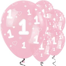 Sempertex 1ste verjaardag ballon - Roze  (10st.)