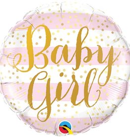 Sempertex Roze gestreepte follieballon - Baby Girl (45 cm)