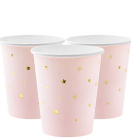 Partydeco Little Star drinkbekers - roze