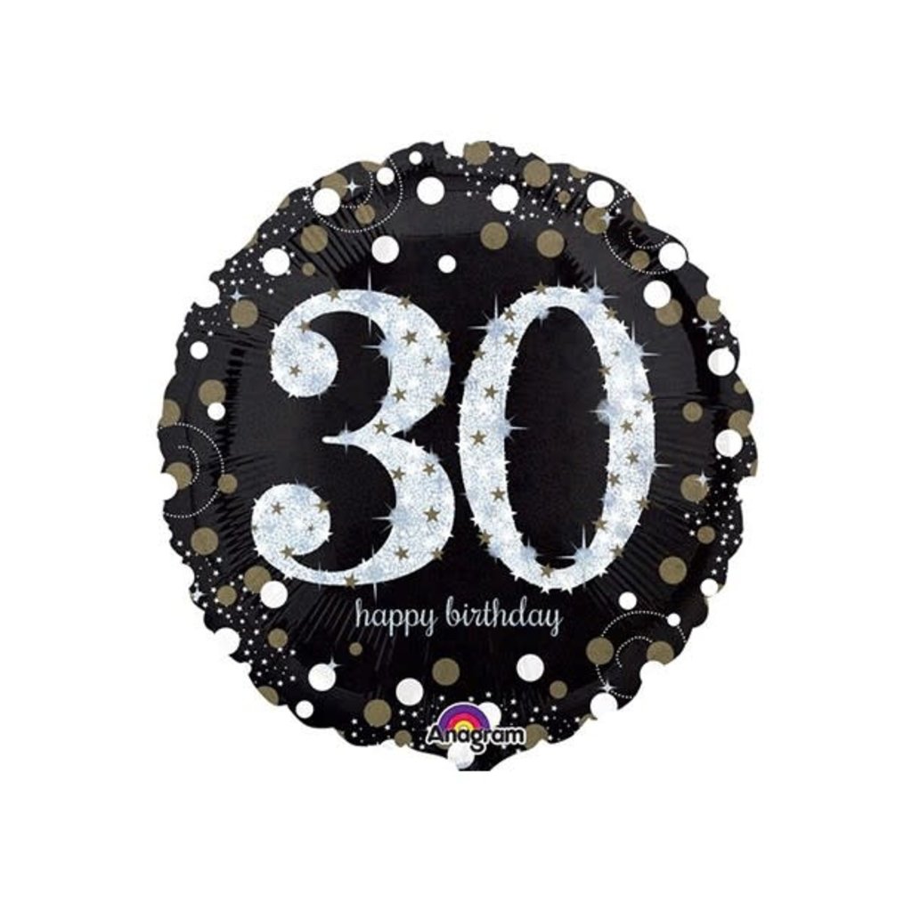 Sempertex Glitter Happy Birthday 30 - Folieballon (45cm)