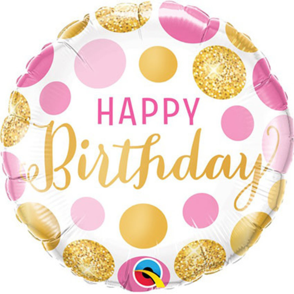 Qualatex Happy Birthday gold/pink - Folieballon (45cm)