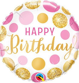 Qualatex Happy Birthday gold/pink - Folieballon (45cm)