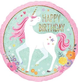 Anagram Happy Birthday unicorn - Folieballon (45cm)