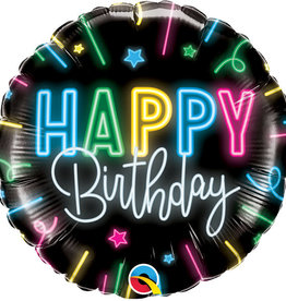 Qualatex Neon Glow Happy Birthday - Folieballon (45cm)