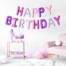 Partydeco Folieballon - Happy Birthday (pink mix)