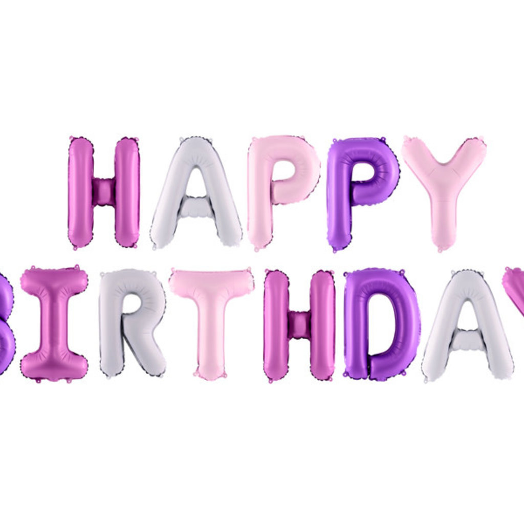 Partydeco Folieballon - Happy Birthday (pink mix)