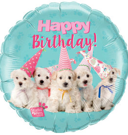 Qualatex Happy birthday Puppies - Folieballon (45cm)