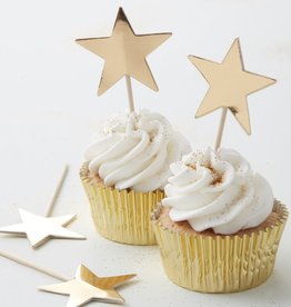 Ginger Ray Gold star - Cupcake topper (10st.)