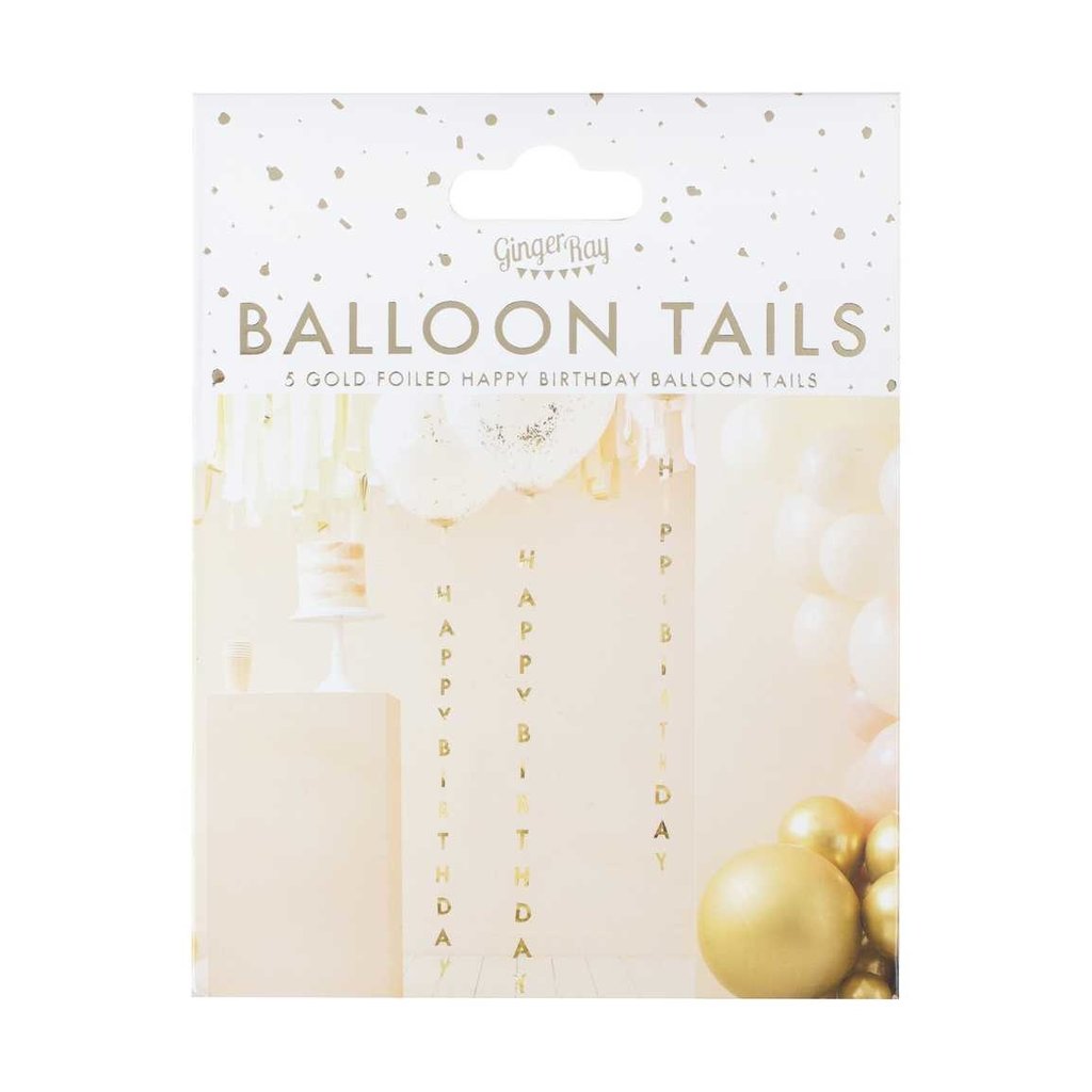Ginger Ray Gold Happy Birthday balloon tail