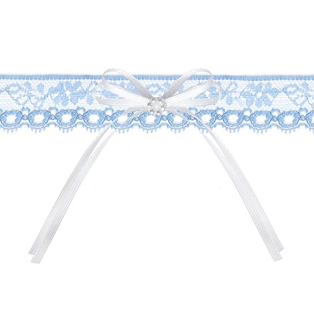 Partydeco Kanten kousenband (blauw)