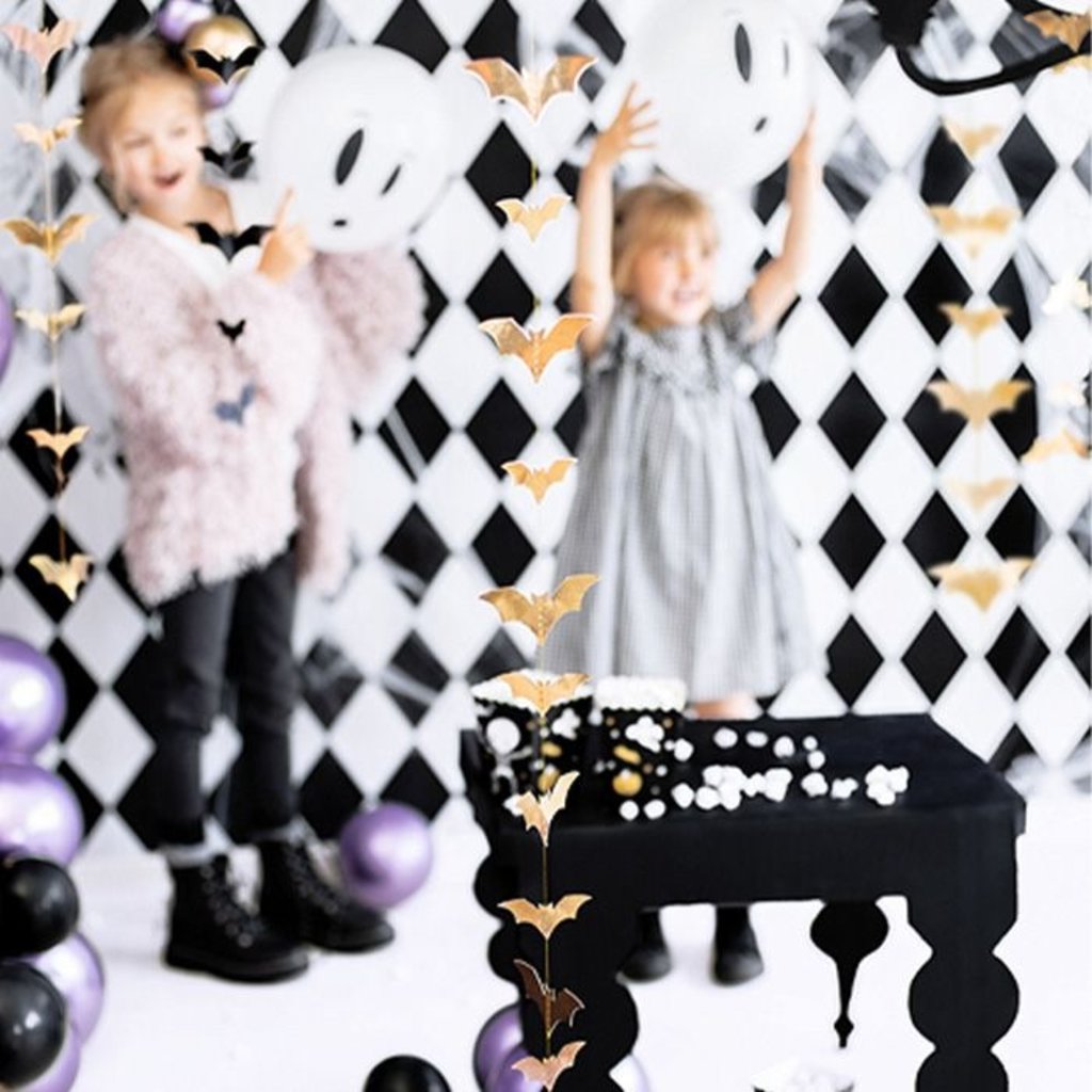 Partydeco Halloween slinger - Vleermuizen (goud)