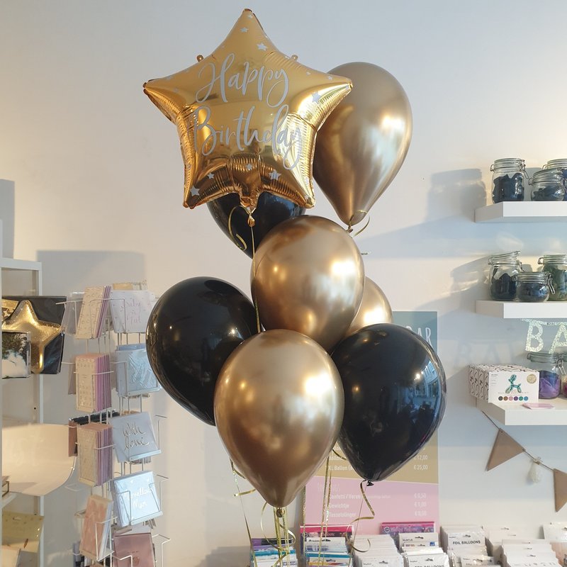 Balloon Bar Ballonnenbundel - Happy Birthday black & gold