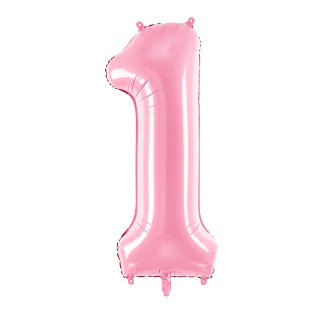 Partydeco Roze folieballon - Cijfer 1 - 86cm