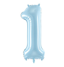 Partydeco Blauwe folieballon - Cijfer 1 - 86cm