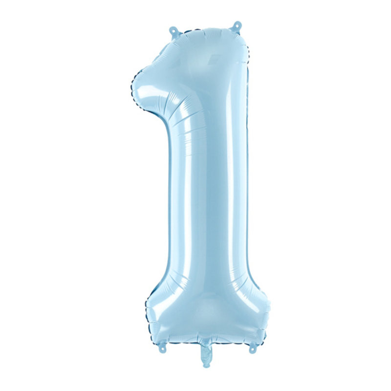 Partydeco Blauwe folieballon - Cijfer 1 - 86cm