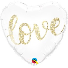 Qualatex Love glitter gold - folieballon (45cm)