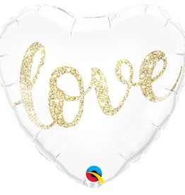 Qualatex Love glitter gold - folieballon (45cm)