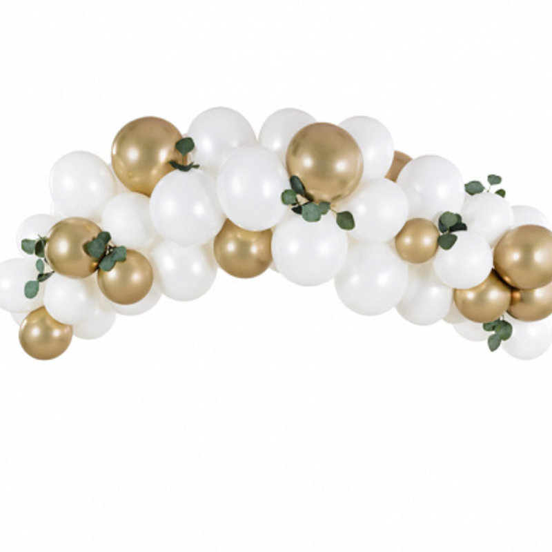 Partydeco Ballonslinger - Wit/goud