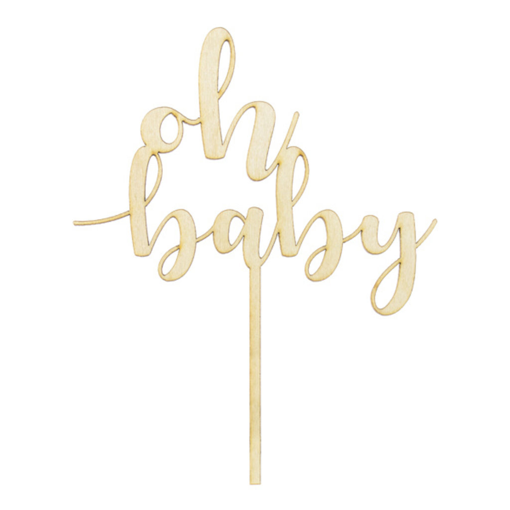 Partydeco Houten caketopper - Oh Baby