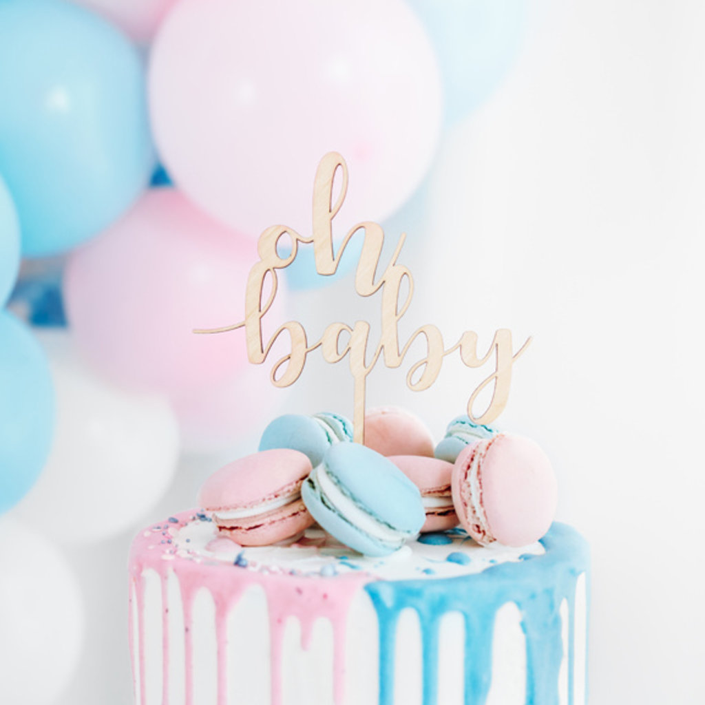 Partydeco Houten caketopper - Oh Baby