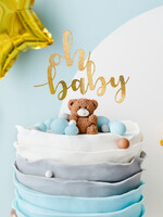 Partydeco Oh baby - Cake topper (goud)