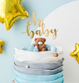 Partydeco Oh baby - Cake topper (goud)